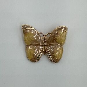Vintage‎ Gold Tone Butterfly Brooch Enamel Rhinestone Gem Women Fashion Jewelry